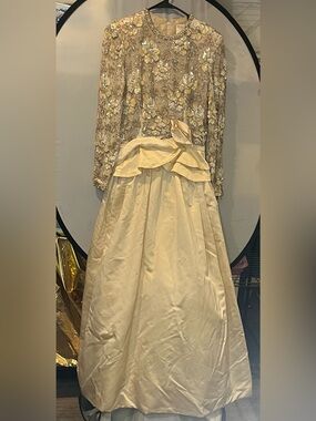 Victoria Royal Ltd Champagne Ivory Embellished Formal Gown